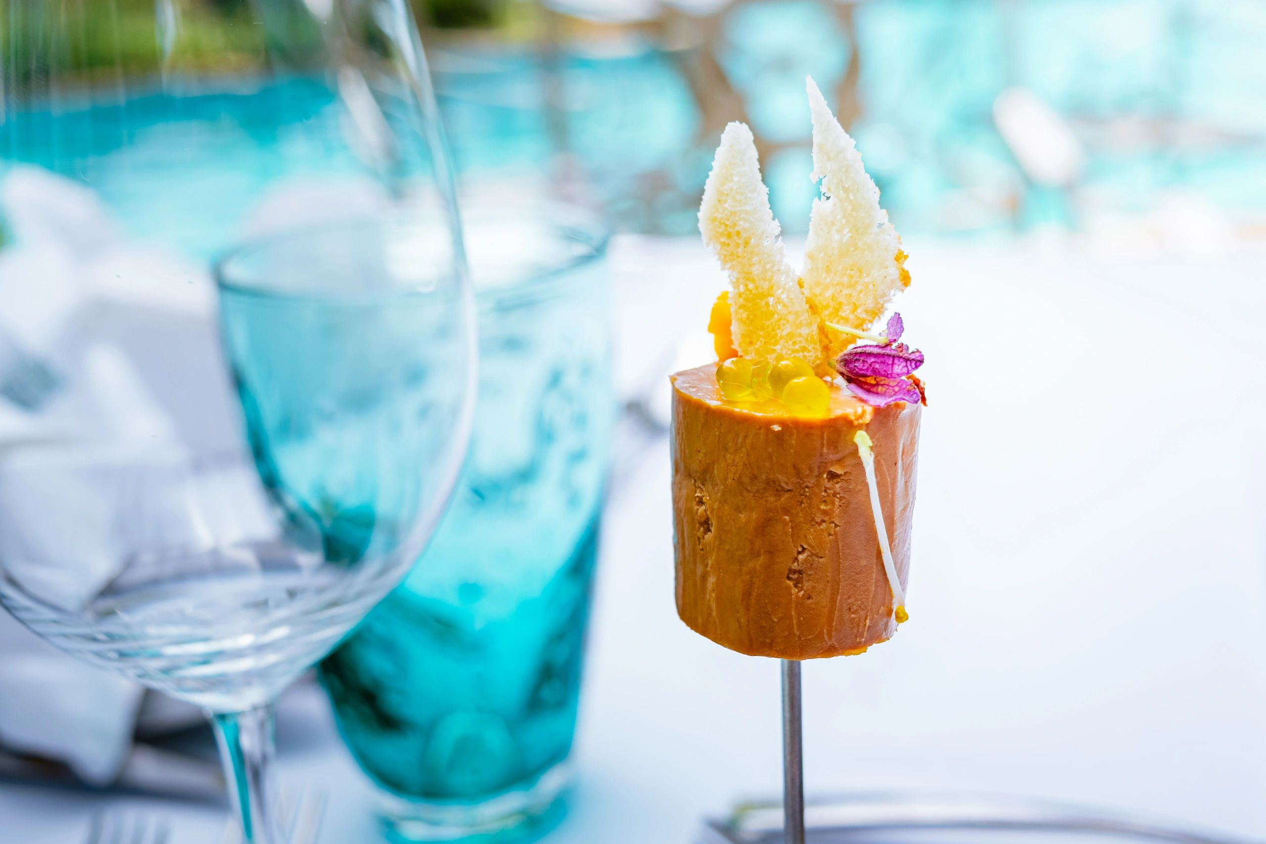 Fine dining appetizer on skewer